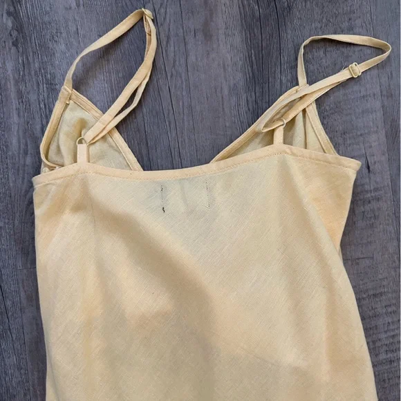 ASOS Yellow Cotton Dress with Side Slit, Zipper and Adjustable Straps! - Picture 4 of 6